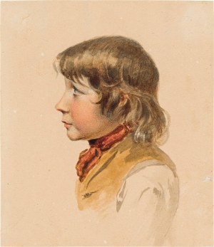 Johann Matthias Ranftl: Knabenporträt im Profil, verso Bleistiftstudie