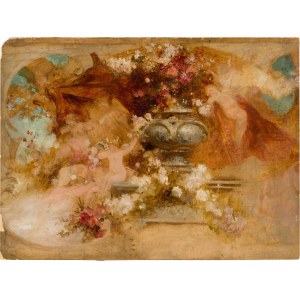 Hans Makart Umkreis: Putten mit Blumen (Skizze)