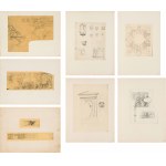 Hans Makart: Konvolut: 8 Architekturskizzen auf 7 Kartons