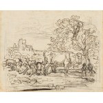 Friedrich Gauermann: Weidevieh / verso Baumskizze