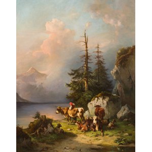 Edmund Mahlknecht: Herde am Seeufer