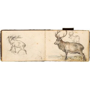 Friedrich Heinrich Zeller : Skizzenbuch mit Gämsen, Hirschen, Figuren und Landschaften (34 Blatt)