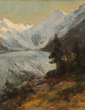 Edward Theodore Compton: Der Morteratschgletscher mit dem Piz Bernina (Schweiz)
