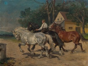 Julius von Blaas: Reiter mit Pferden