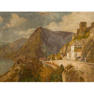 Stefan Simony: Dürnstein, beim ehemaligen Weißenkirchnertor (Blick gegen Westen ins Donautal)