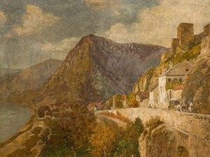 Stefan Simony: Dürnstein, beim ehemaligen Weißenkirchnertor (Blick gegen Westen ins Donautal)