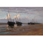 Alfred Zoff: Am Strande von La Panne (Fischerboote bei Ebbe)