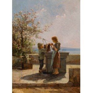 Leontine von Littrow: Zwei Kinder am Brunnen