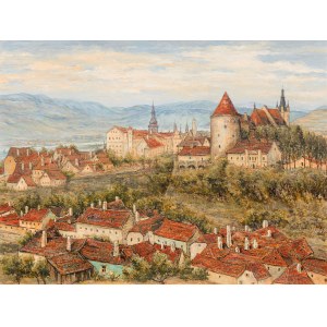 Siegfried Stoitzner: Blick auf den Pulverturm und die Piaristenkirche in Krems
