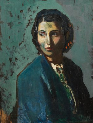 Josef Dobrowsky: Dame mit blauem Mantel