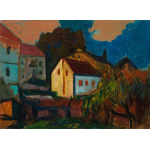 Josef Dobrowsky: Garten in Ybbs, gelbes Haus