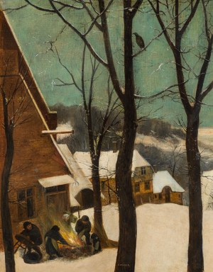 Ernst Huber: Jäger im Schnee (nach Pieter Breughel d. Ä.)