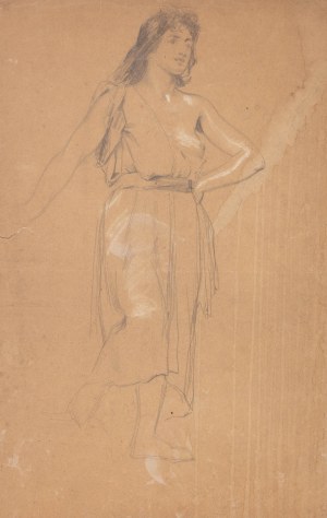 Jan Styka (1858 Lemberg - 1925 Rom), Figur einer Hirtin/In ihren Armen (doppelseitiges Werk)