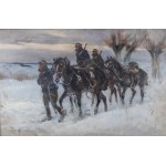 Jerzy Kossak (1886 Kraków - 1955 tamże), Patrol ułański zimą, 1927 r.