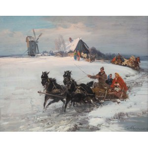 Czesław Wasilewski (1875 Warsaw - 1947 Łódź), Winter ride