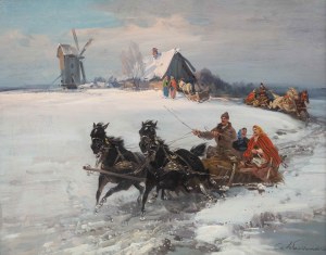 Czesław Wasilewski (1875 Warsaw - 1947 Łódź), Winter ride