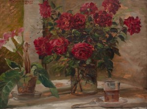 Maurycy Trębacz (1861 Warszawa - 1941 Łódź), Martwa natura z różami