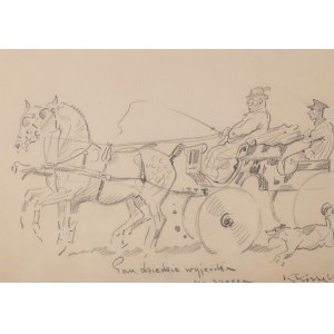 Karol Kossak (1896 Lwów-1975 Ciechocinek), Pan dziedzic wyjeżdża na spacer (praca dwustronna)