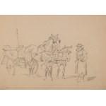Karol Kossak (1896 Lwów-1975 Ciechocinek), Pan dziedzic wyjeżdża na spacer (praca dwustronna)