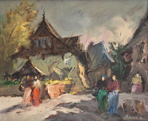 Stanisław Jan Łazorek (1938 Aksamanice-2000 Kazimierz Dolny), Kazimierz. Uliczka
