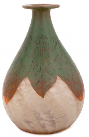 Feuilles d'oseille vase, Verreries Schneider, Epinay-sur-Seine, 1918-1921