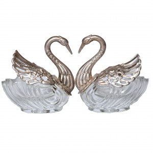 Pair of swans - salt and pepper shakers, France, 1950s