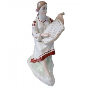 Young woman playing the bandura, proj. G. M. Kaluga, Kiev Experimental Ceramic and Artistic Factory KEKHZ