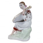 Young woman playing the bandura, proj. G. M. Kaluga, Kiev Experimental Ceramic and Artistic Factory KEKHZ