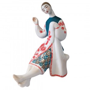 Embroiderer, designed by Oksana Leonitivna Zhnikrup (1931-1993), Kiev Experimental Ceramic and Artistic Factory KEKHZ