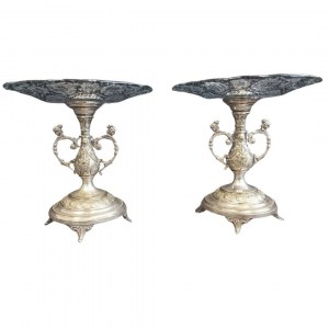Pair of silver-plated platters, Norblin, before 1914 / with later dedication, Masonic lodge, 1956