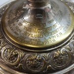 Pair of silver-plated platters, Norblin, before 1914 / with later dedication, Masonic lodge, 1956