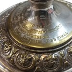 Pair of silver-plated platters, Norblin, before 1914 / with later dedication, Masonic lodge, 1956