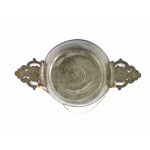 Tin bowl with ears and lid, Netherlands, 19th century.