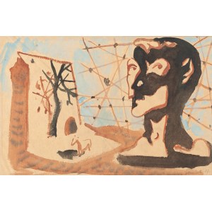 Jerzy Janisch (1901 Gródek Jagielloński - 1962 Varsovie), Figura w pejzażu, 1957