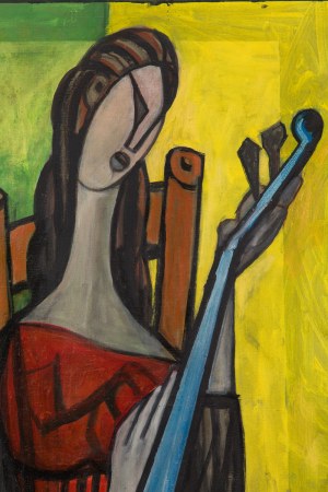 Bogusław Szwacz (1912 Leżajsk - 2009 Warszawa), Kobieta z mandoliną , lata 70. XX w.