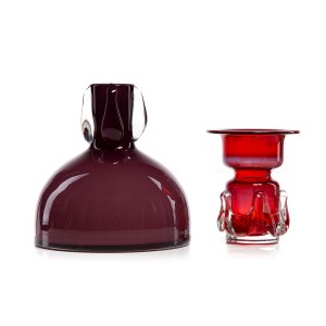 Jerzy SŁUCZAN-ORKUSZ (1924 - 2002), Candlestick and vase, Tarnowiec Glassworks.