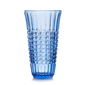 Blue pressed glass vase