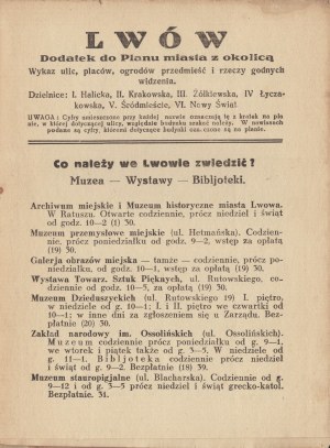 LVOV (plán mesta so sprievodcom). Vytlačila Księgarnia Akademicka. Lwów [b.d. publ.]