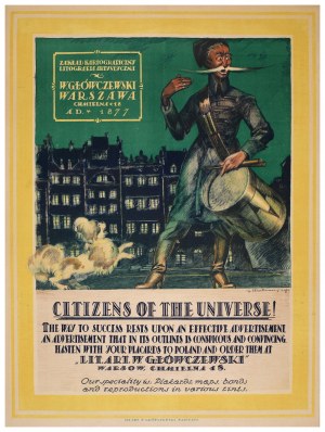 BARTŁOMIEJCZYK Edmund - Affiche publicitaire de la société de lithographie cartographique et artistique de W. Główczewski à Varsovie, 1920. [affiche de la période de la guerre polono-bolchevique].
