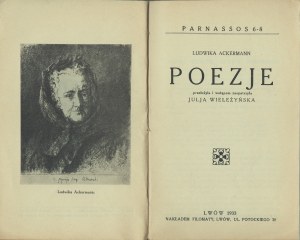 ACKERMANN Ludwika - Poems. Translated and with an introduction by Yuliya Wielezynska. Lviv 1933.