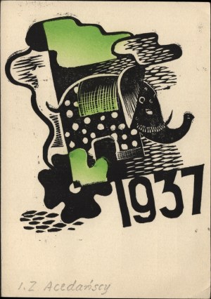 MÊKICKI Rudolf] Postcard with greetings by proj. Irena and Zygmunt Acedanski for Mr. and Mrs. Mękicki. Lviv 10 XII 1936.