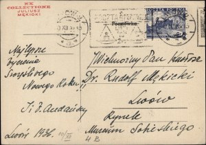MÊKICKI Rudolf] Postcard with greetings by proj. Irena and Zygmunt Acedanski for Mr. and Mrs. Mękicki. Lviv 10 XII 1936.