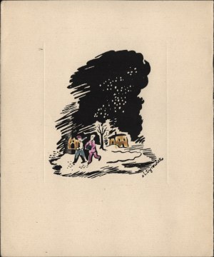 MĘKICKI Rudolf] Grußkarte von Ludwig Feigl, gestaltet von Ludwig Tyrowicz