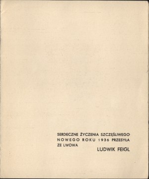 MÊKICKI Rudolf] Greeting card from Ludwik Feigl, designed by Ludwik Tyrowicz