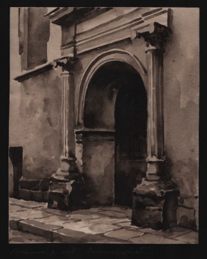 Views of Lviv. The gate on Armenian Street in Lviv. Watercolor