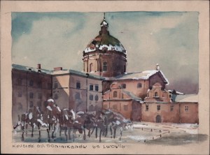 Views of Lviv. Church of the O.O. Dominicans in Lviv. Watercolor