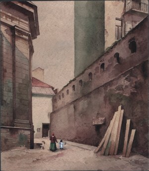 Views of Lviv. Street (alley) in Lviv. Watercolor