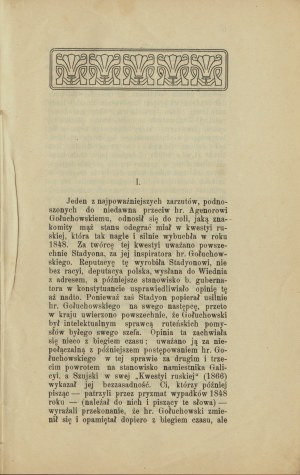 OSTASZEWSKI-BARAŃSKI K. - Agenor Goluchowski and the Ruthenians in the year 1859. lvov 1910