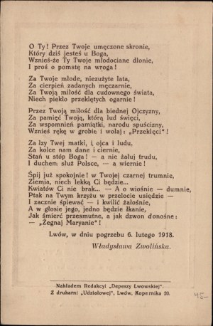 After the Treaty of Brest - repercussions of the demonstration in Lviv on 2 II 1918]. The late Maryan Czerkas. Born in Zolyn ad Lańcut d. 11. august 1900. died in Lviv during the demonstration d. 2. February 1918.