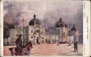 Lviv Central Station] 3 Post cards.